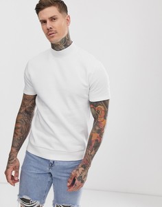 Белый свитшот с короткими рукавами и высоким воротом ASOS DESIGN