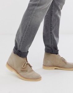 Светло-бежевые замшевые дезерты Clarks Originals-Бежевый