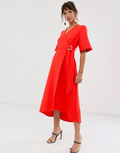 Красное платье-футляр с запахом и рукавами-кимоно Closet London-Красный