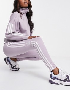 Сиреневые леггинсы с логотипом adidas Originals adicolor locked up-Фиолетовый