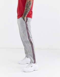 Суженные книзу брюки с полосками по бокам Burton Menswear-Серый