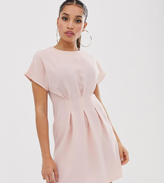 Платье мини с защипами на талии ASOS DESIGN Petite-Розовый