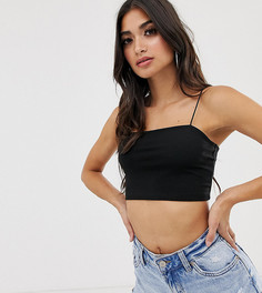 Черный укороченный топ-бандо на тонких бретельках ASOS DESIGN Petite