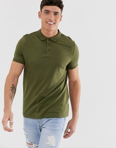 Трикотажное поло из органического хлопка цвета хаки ASOS DESIGN-Зеленый