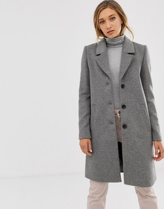 Шерстяное пальто на пуговицах Selected-Серый