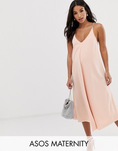 Платье-трапеция миди со стразами ASOS DESIGN Maternity-Розовый