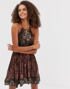 Платье-комбинация с принтом пейсли Free People - Beach Day-Черный