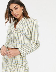 Короткий блейзер из ткани букле ASOS DESIGN-Мульти