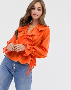Топ с длинными рукавами и запахом ASOS DESIGN-Красный