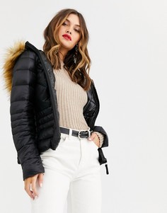 Дутая куртка с искусственным мехом на капюшоне Vero Moda-Черный