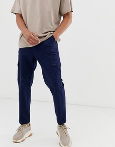Темно-синие суженные брюки карго ASOS DESIGN-Темно-синий