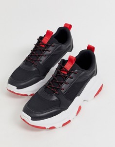 Кроссовки на толстой подошве (черный/красный) ASOS DESIGN