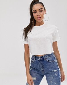 Белая укороченная футболка в крупный рубчик ASOS DESIGN-Белый