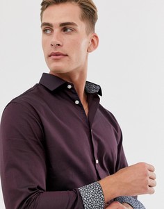 Эластичная хлопковая рубашка зауженного кроя Selected Homme-Красный