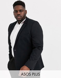 Черный супероблегающий трикотажный пиджак ASOS DESIGN Plus
