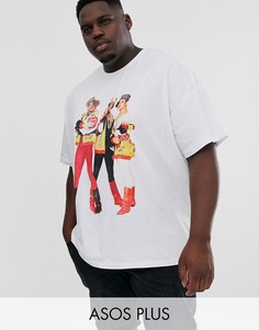 Oversize-футболка с принтом на груди и надписью \Salt N Pepa \" на спине ASOS DESIGN Plus-Белый