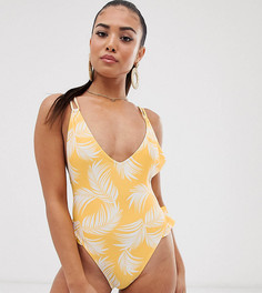 Слитный купальник с оборками и принтом ASOS DESIGN Рetite-Мульти