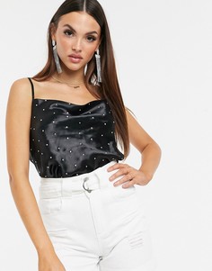 Атласный топ на бретельках ASOS DESIGN-Черный