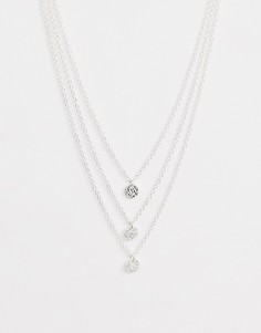 Посеребренное ожерелье в три ряда с 3 круглыми подвесками Gorjana-Серебряный