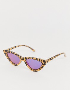 Узкие солнцезащитные очки \кошачий глаз\" с гепардовым принтом AJ Morgan-Бежевый
