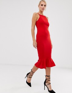 Облегающее платье с оборкой на подоле AX Paris-Фиолетовый