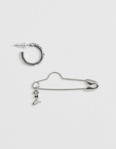 Серебристые серьги-кольца со стразами ASOS DESIGN-Серебряный