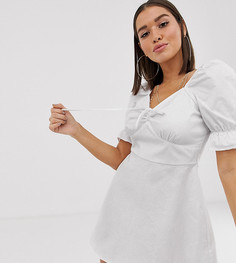 Белое платье мини с объемными рукавами Missguided-Белый