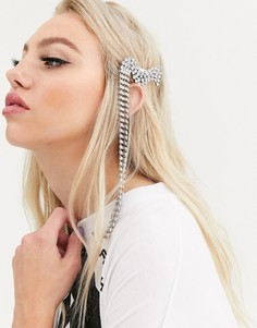 Серебристая заколка для волос с оригинальным дизайном и кристаллами ASOS DESIGN-Серебряный