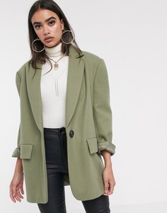 Зеленое пальто ASOS DESIGN-Бежевый