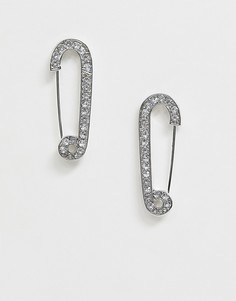 Серебристые серьги в форме английской булавки ASOS DESIGN-Серебряный