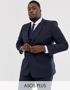 Темно-синий приталенный пиджак ASOS DESIGN Plus