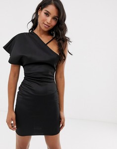 Платье мини на одно плечо ASOS DESIGN-Черный