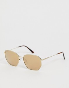 Круглые солнцезащитные очки Calvin Klein CK19102S-Золотой