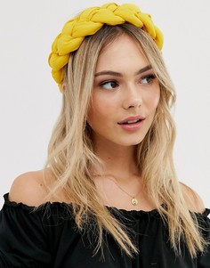 Горчично-желтая повязка на голову в виде косы ASOS DESIGN-Желтый