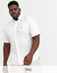 Белая легкая саржевая рубашка с короткими рукавами и логотипом Polo Ralph Lauren Big & Tall-Белый