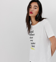 Белая футболка с надписью \Friend Mother Sister\" Stradivarius-Белый