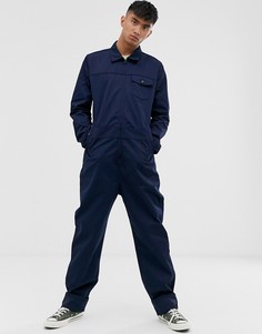 Темно-синий комбинезон на молнии с воротником M.C.Overalls Polycotton