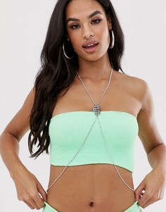 Серебристая цепочка для тела с драконом ASOS DESIGN-Серебряный