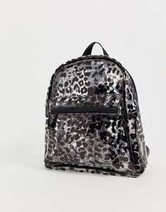 Фестивальный прозрачный рюкзак с леопардовым принтом Claudia Canova-Черный