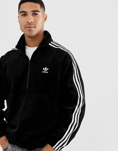 Черная вельветовая куртка с короткой молнией adidas Originals-Черный