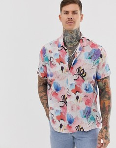 Свободная рубашка в винтажном стиле с цветочным принтом ASOS DESIGN-Розовый