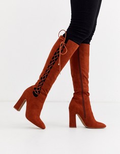 Светло-коричневые высокие ботинки на каблуке ASOS DESIGN Cecily-Светло-коричневый