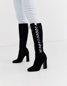 Черные высокие ботинки на каблуке ASOS DESIGN Cecily-Черный