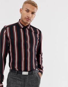 Приталенная рубашка в полоску Lockstock-Темно-синий