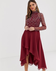 Платье миди с отделкой на лифе и юбкой с запахом ASOS DESIGN-Мульти