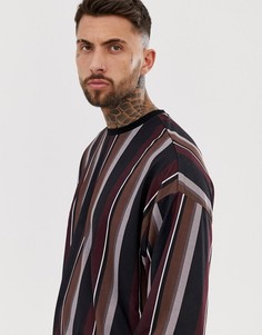Oversize-лонгслив с узором в вертикальную полоску ASOS DESIGN-Мульти