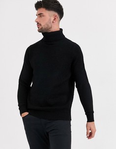 Черная водолазка крупной вязки Burton Menswear-Черный