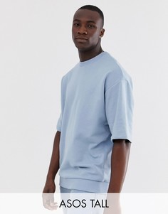 Синий oversize-свитшот с короткими рукавами ASOS DESIGN Tall