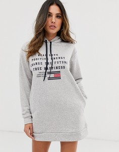 Платье-худи с логотипом и надписью Tommy Hilfiger Talita-Серый