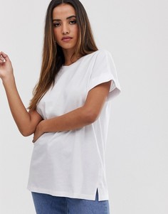 Белая oversize-футболка с отворотами на рукавах ASOS DESIGN-Белый